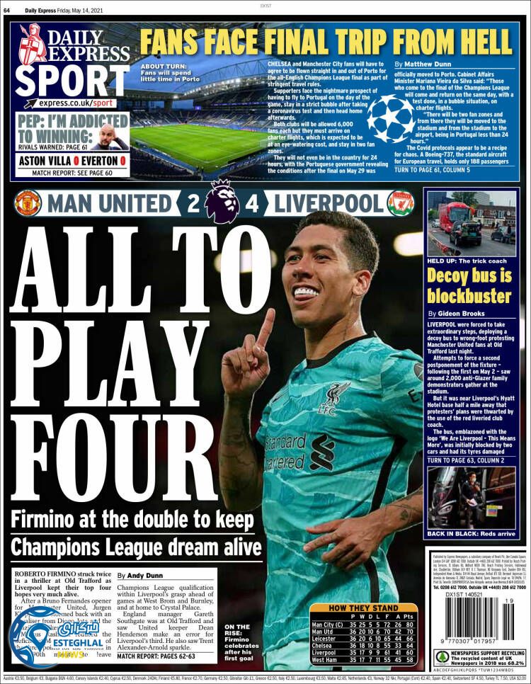 روزنامه ورزشی اکسپرس اسپورت جمعه 24 اردیبهشت 1400