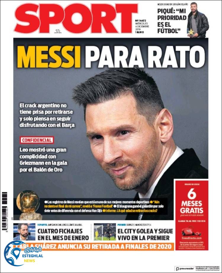 روزنامه ورزشی اسپورت چهارشنبه 13 آذر 1398