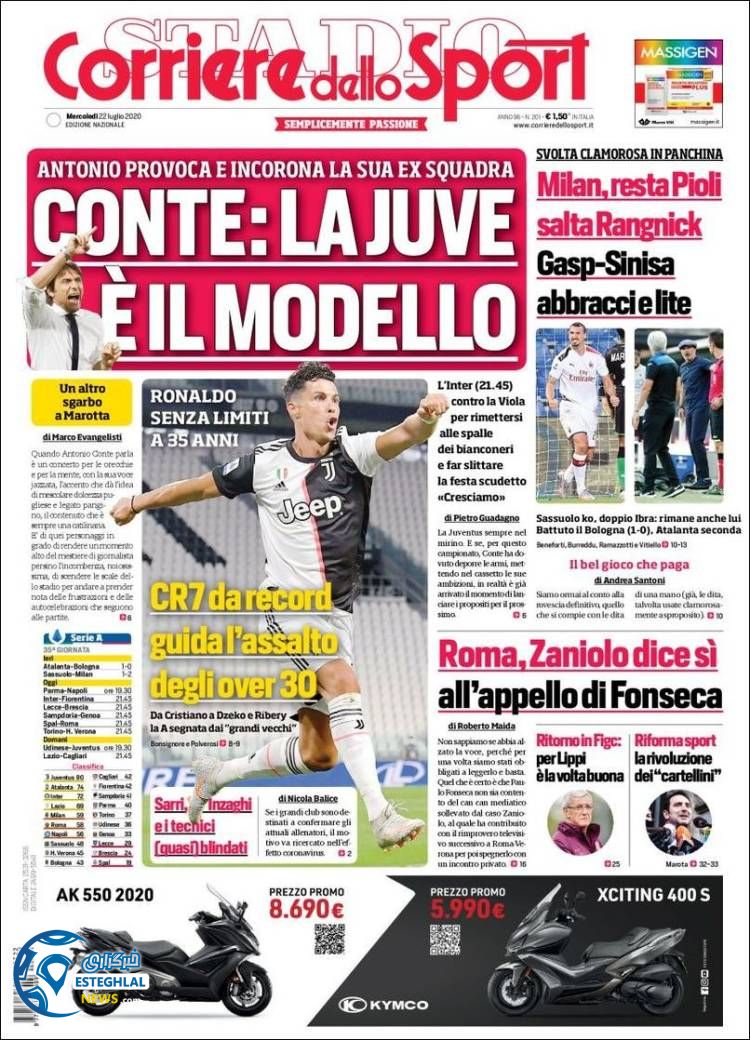 روزنامه ورزشی کوریره دلو اسپورت چهارشنبه 1 مرداد 1399