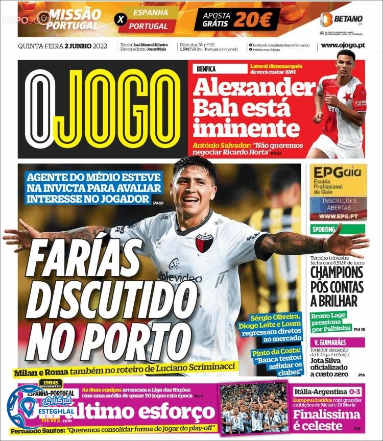 روزنامه ورزشی اوجوگو پنجشنبه 12 خرداد 1401