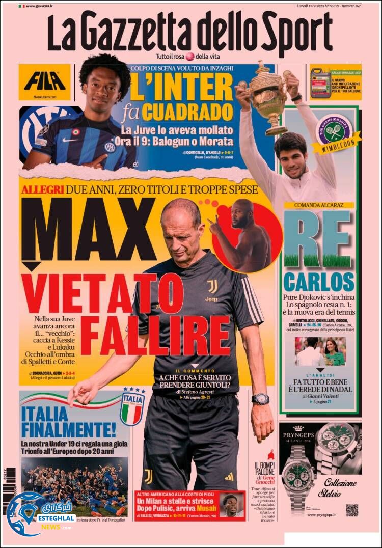 روزنامه ورزشی گاتزتا دلو اسپورت دوشنبه 26 تیر 1402 