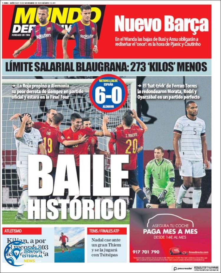 روزنامه ورزشی موندو دپورتیوو چهارشنبه 28 آبان 1399