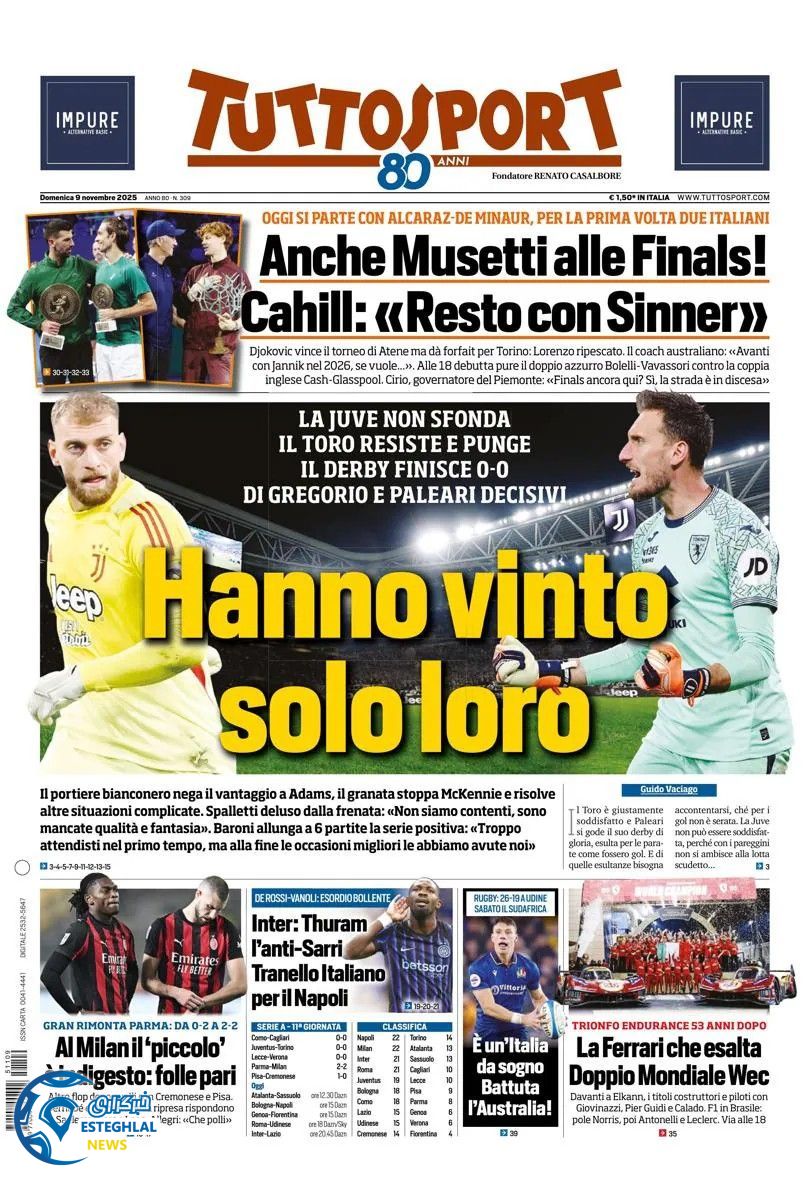 روزنامه ورزشی توتو اسپورت یکشنبه 18 آبان 1404 