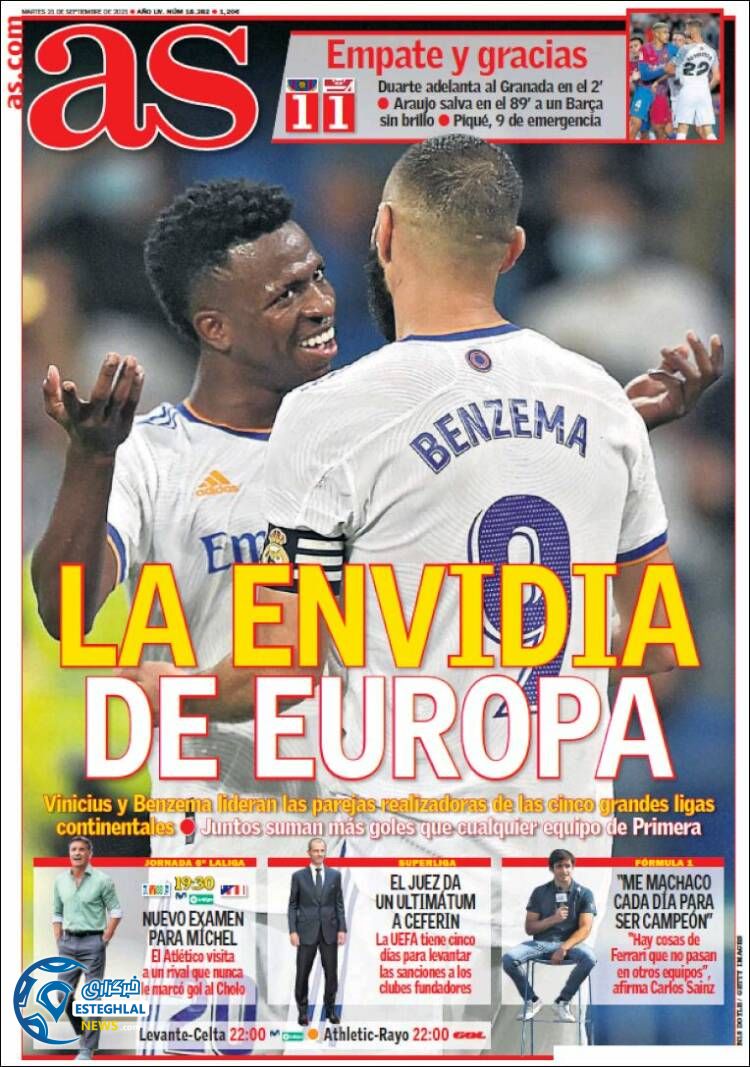 روزنامه ورزشی آ اس سه شنبه 30 شهریور 1400