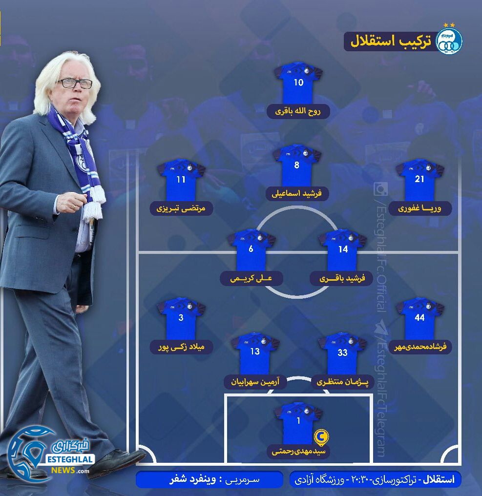 ترکیب استقلال تهران برای دیدار مقابل تراکتورسازی