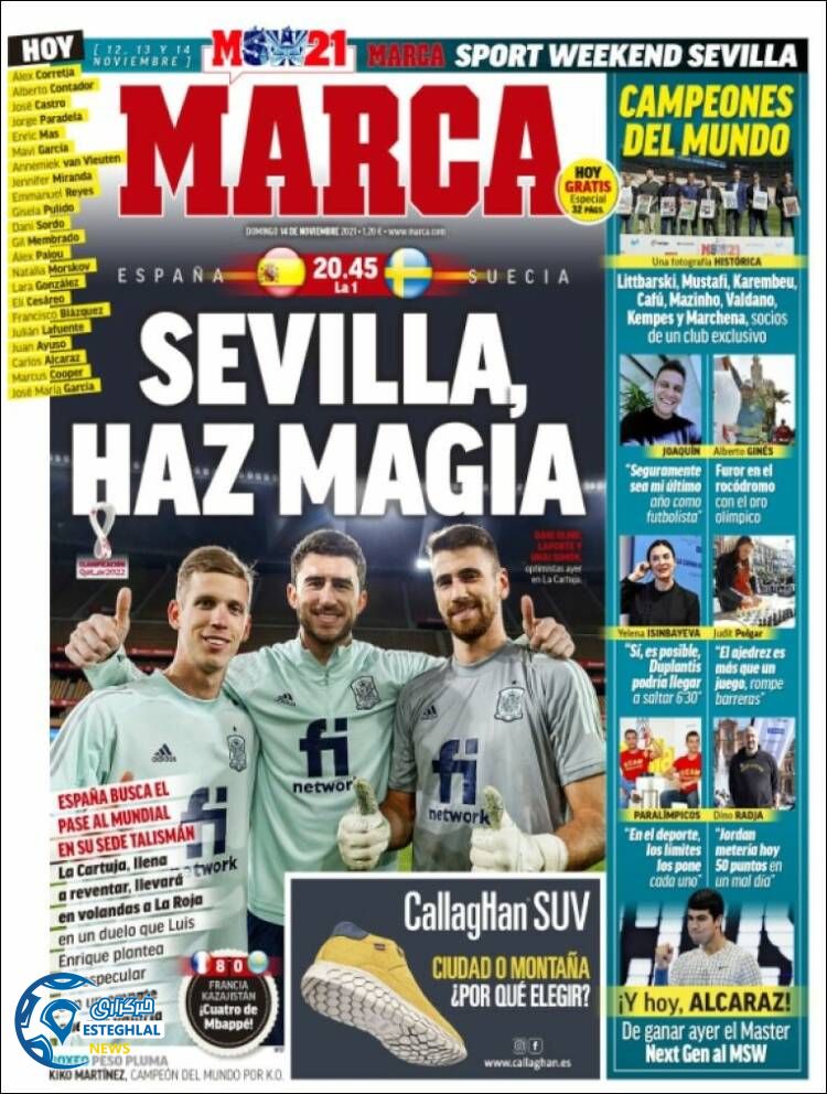 روزنامه ورزشی مارکا یکشنبه 23 آبان 1400