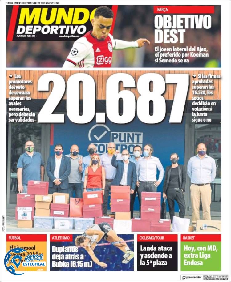 روزنامه ورزشی موندو دپورتیوو جمعه 28 شهریور 1399