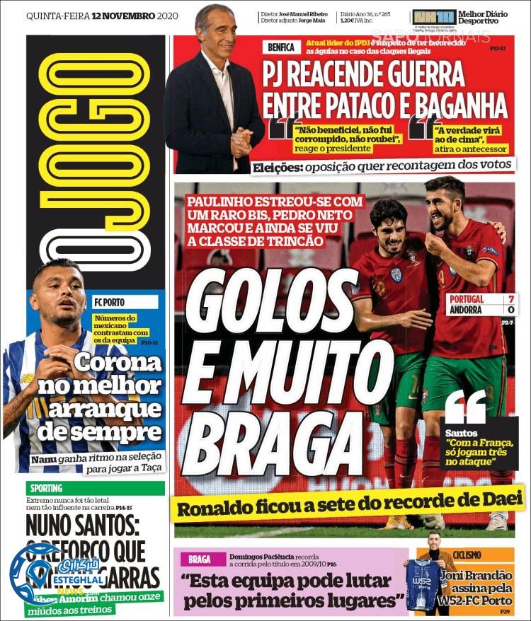 روزنامه ورزشی جوگو پنجشنبه 22 آبان 1399