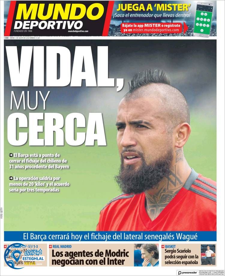 روزنامه ورزشی موندو دپورتیوو جمعه 12 مرداد 1397