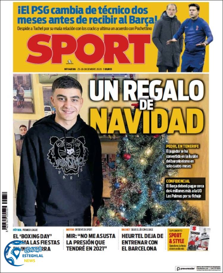 روزنامه ورزشی اسپورت جمعه 5 دی 1399