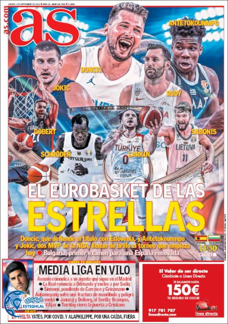 روزنامه ورزشی آ اس پنجشنبه 10 شهریور 1401