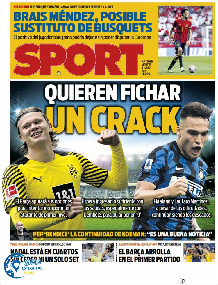 روزنامه ورزشی اسپورت سه شنبه 18 خرداد 1400