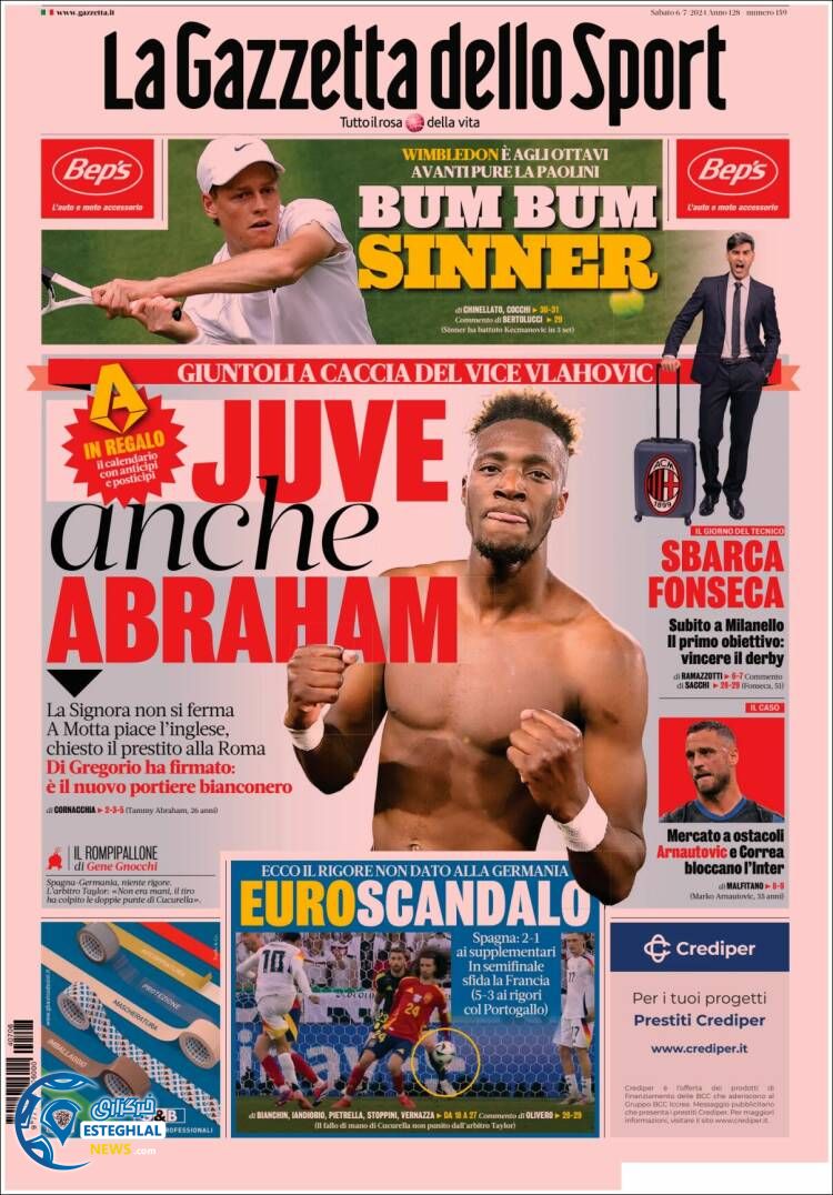 روزنامه ورزشی گاتزتا دلو اسپورت شنبه 16 تیر 1403 