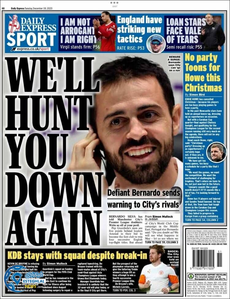 روزنامه ورزشی اکسپرس اسپورت سه شنبه 28 آذر 1402 