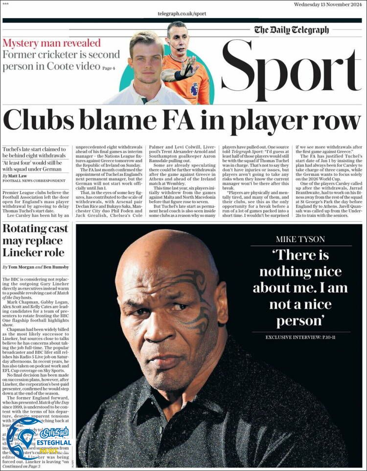 روزنامه ورزشی تلگراف  اسپورت چهارشنبه 23 آبان 1403 