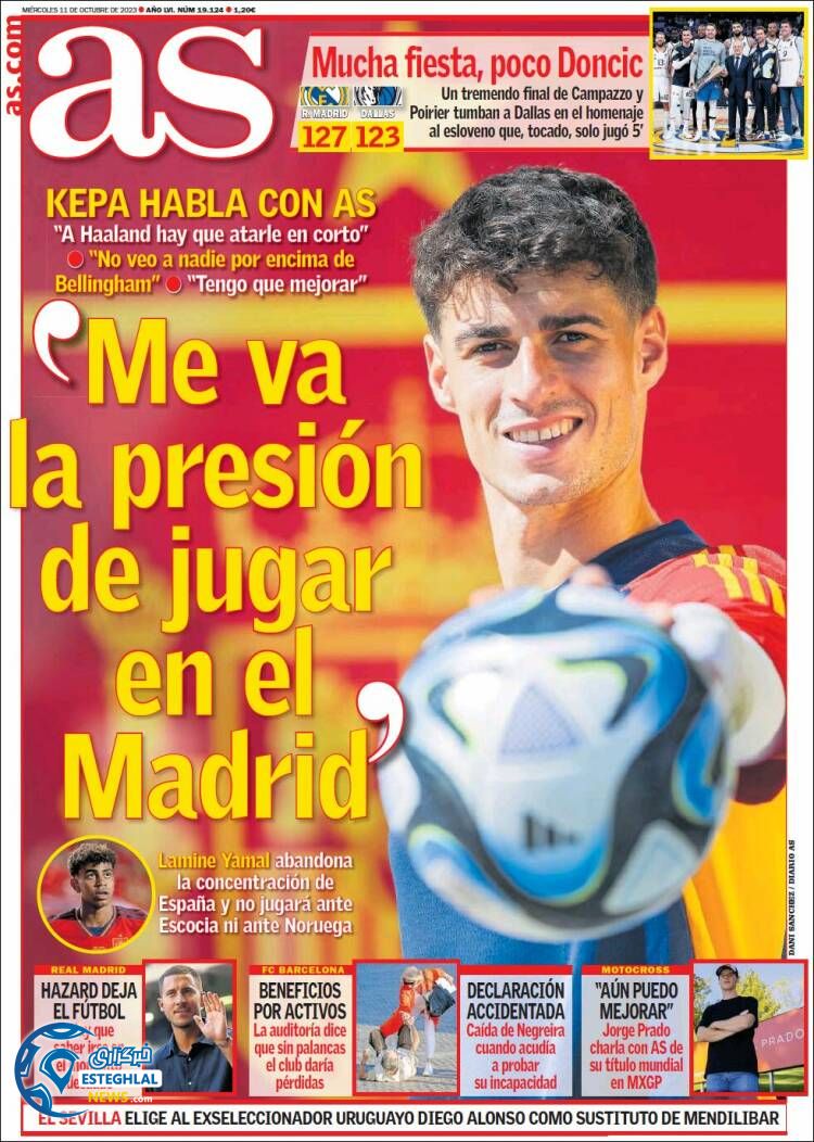 روزنامه ورزشی آ اس چهارشنبه 19 مهر 1402 