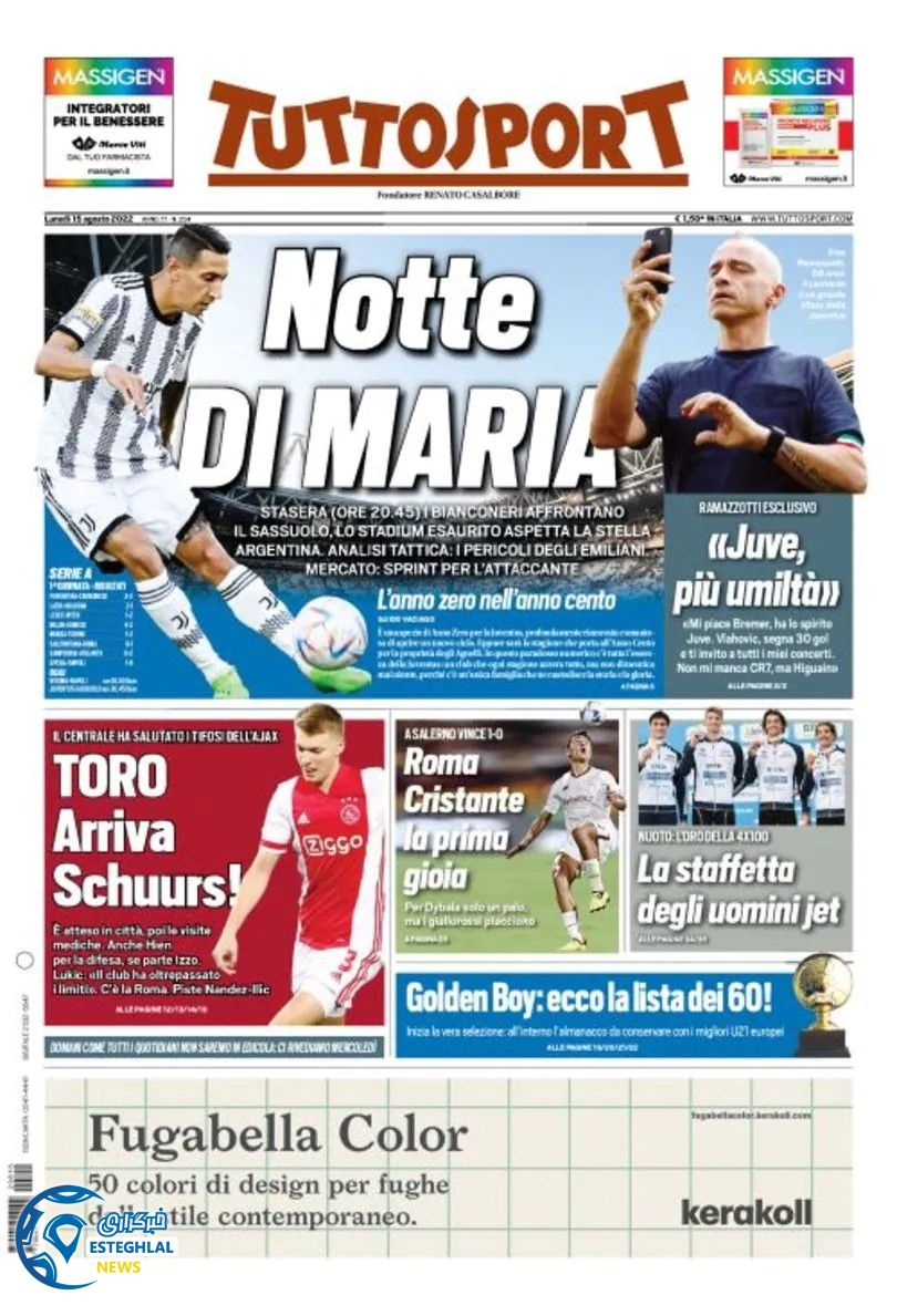 روزنامه ورزشی توتو اسپورت دوشنبه 24 مرداد 1401