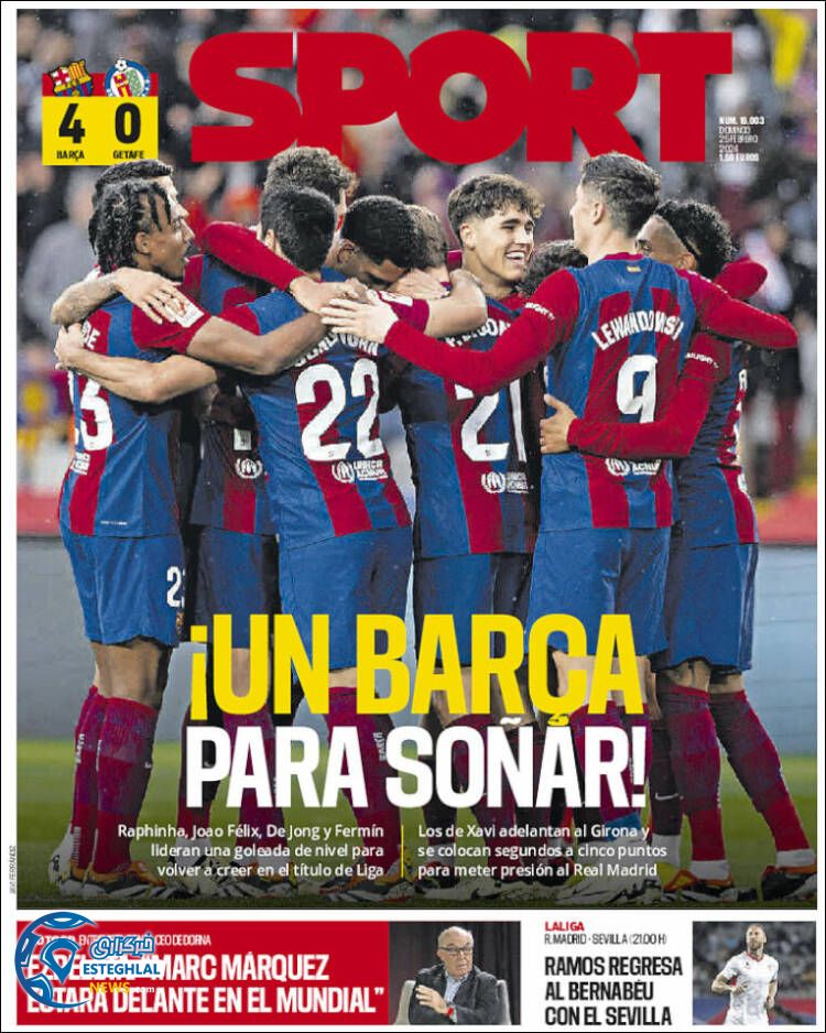 روزنامه ورزشی  اسپورت یکشنبه 6 اسفند 1402 