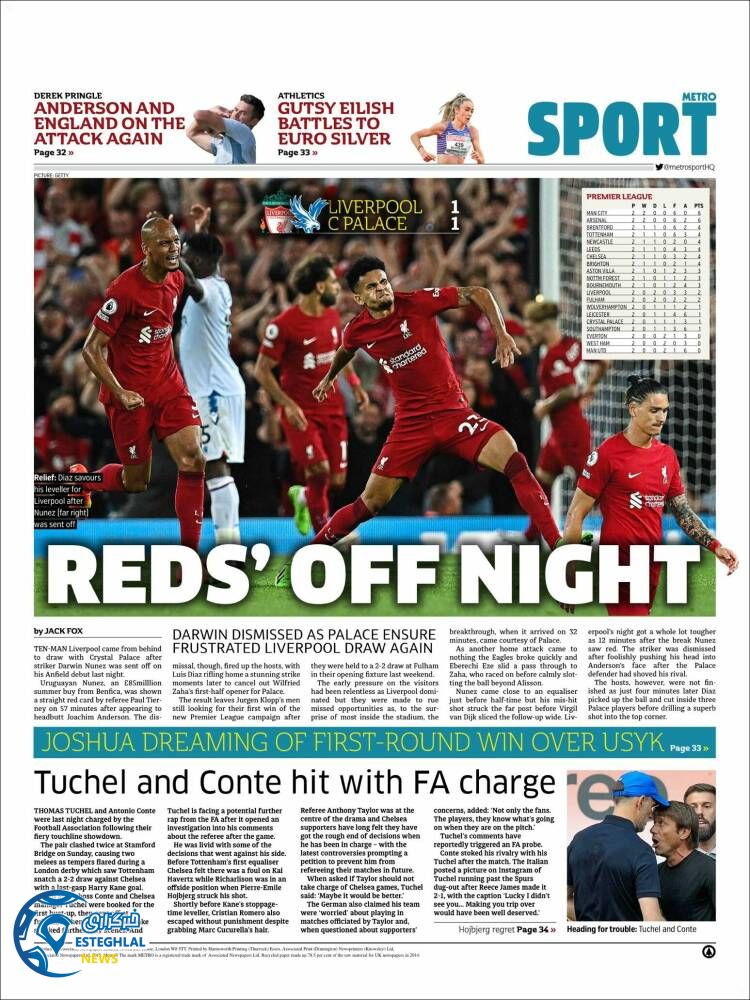 روزنامه ورزشی مترو اسپورت سه شنبه 25 مرداد 1401