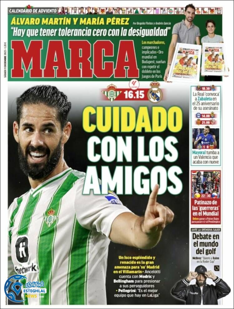 روزنامه ورزشی مارکا شنبه 18 آذر 1402 