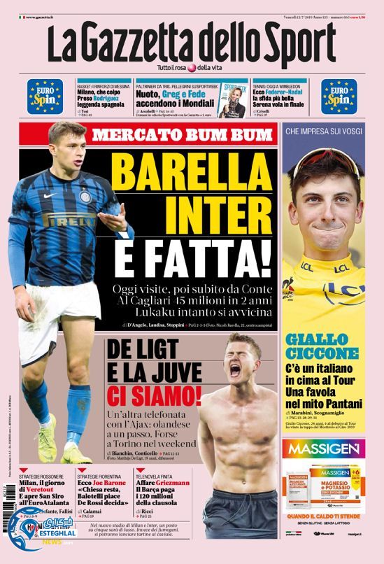 روزنامه ورزشی گاتزتا دلو اسپورت جمعه 21 تیر 1398