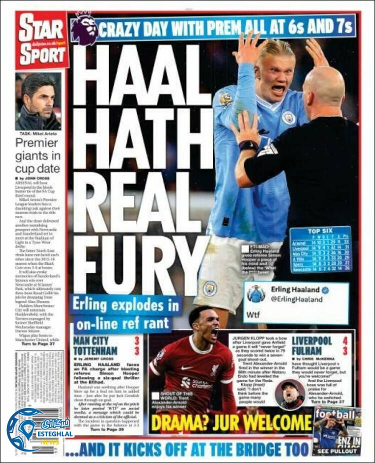 روزنامه ورزشی استار اسپورت دوشنبه 13 آذر 1402 