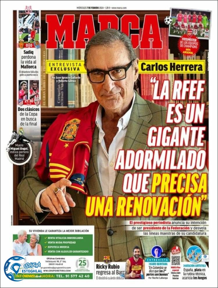 روزنامه ورزشی مارکا چهارشنبه 18 بهمن 1402 