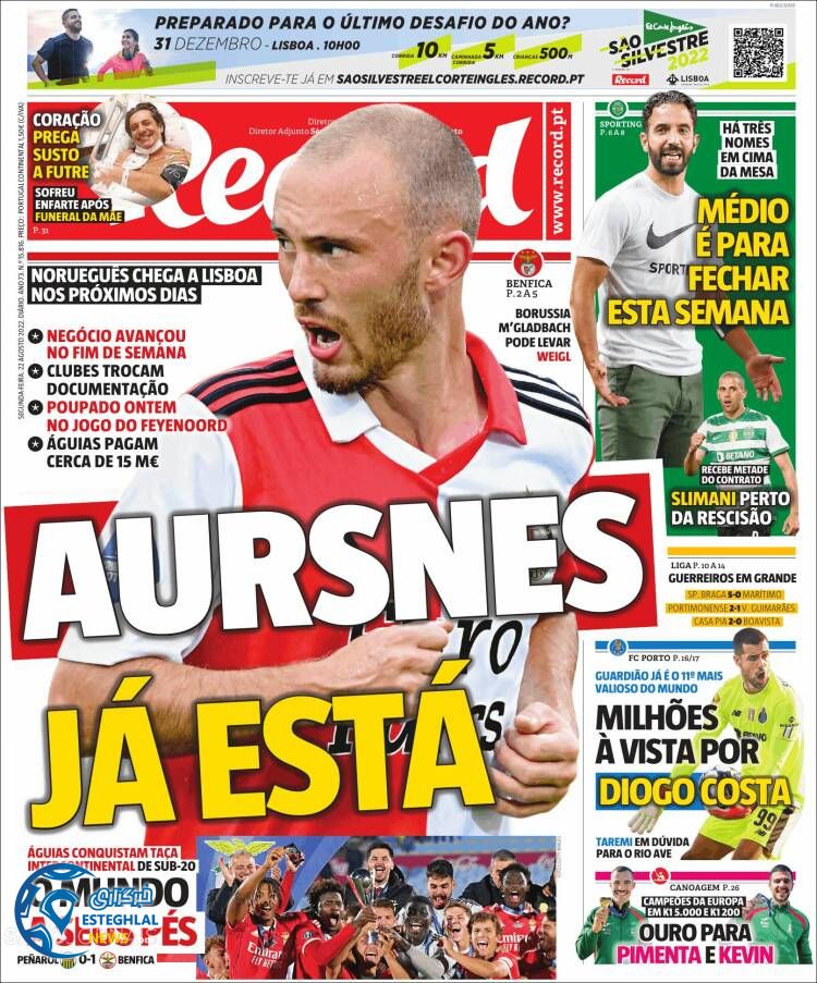 روزنامه ورزشی رکورد دوشنبه 31 مرداد 1401 