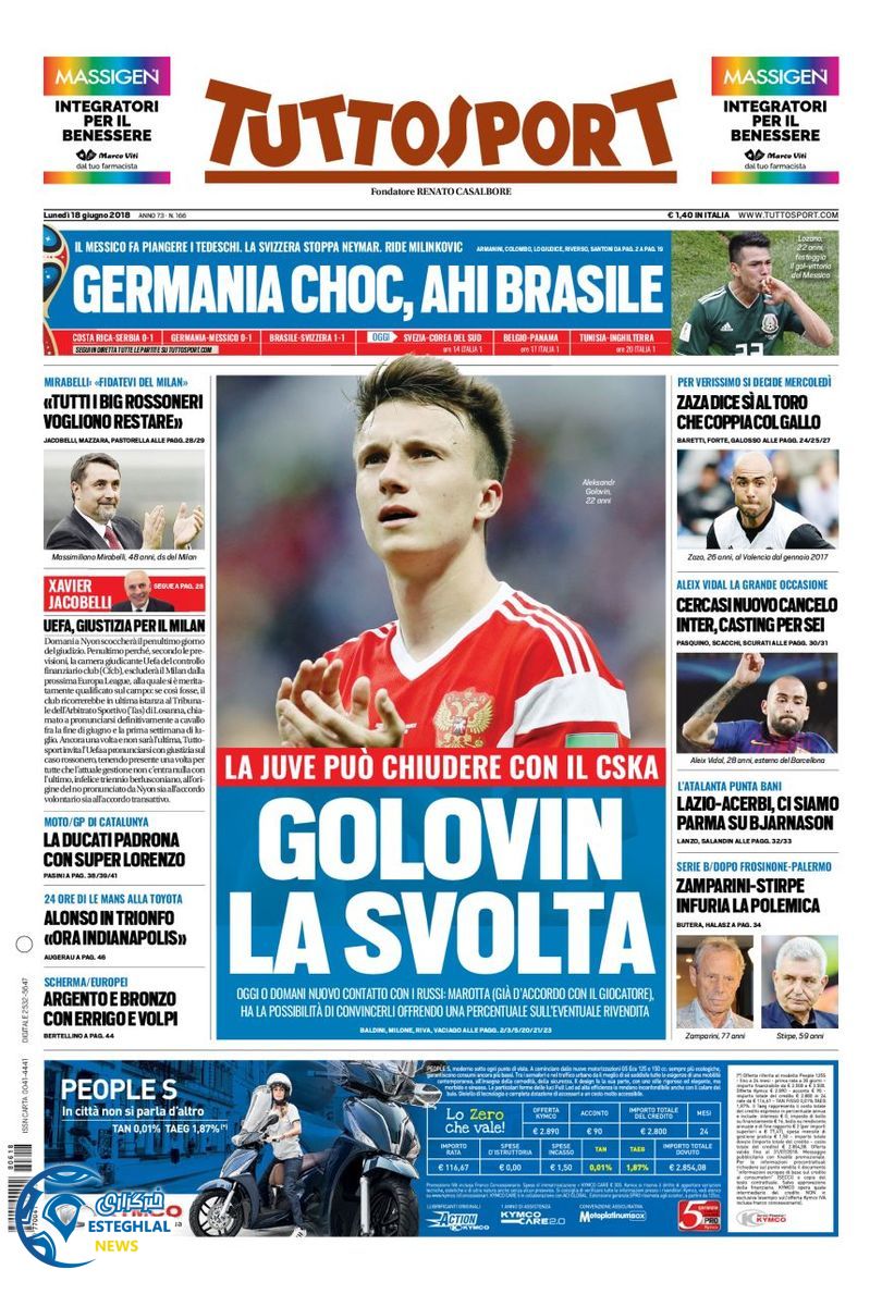 روزنامه توتو اسپورت دوشنبه 28 خرداد 1397 