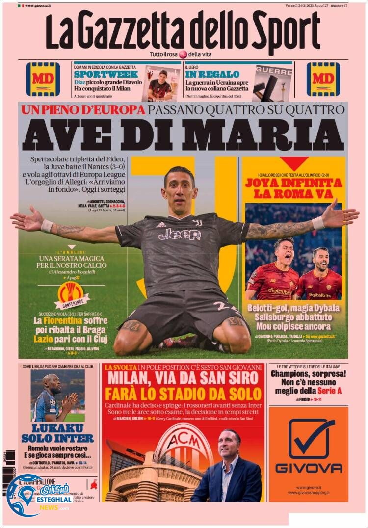 روزنامه ورزشی گاتزتا دلو اسپورت جمعه 5 اسفند 1401 