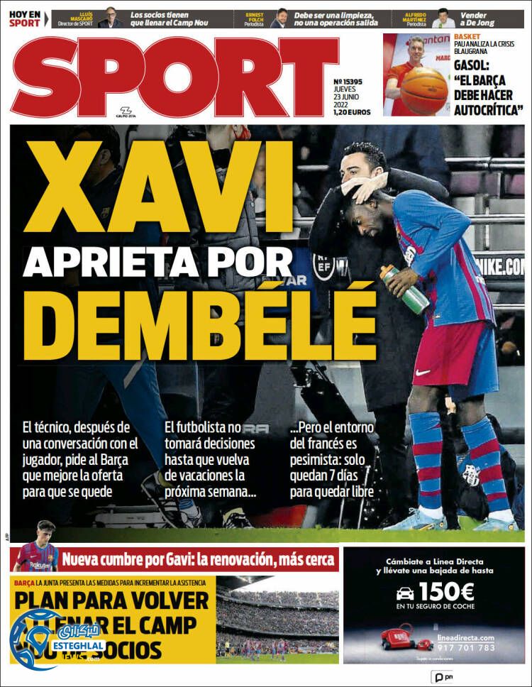 روزنامه ورزشی اسپورت پنجشنبه 2 تیر 1401