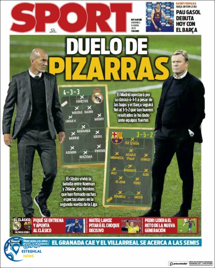 روزنامه ورزشی اسپورت جمعه 20 فروردین 1400