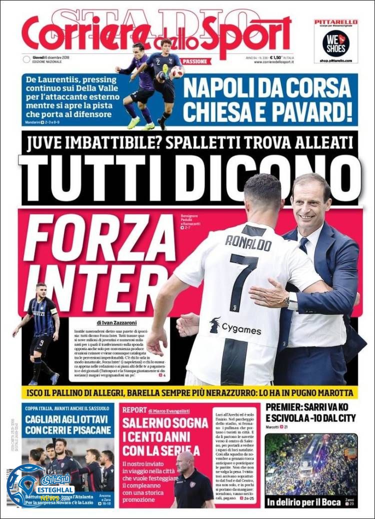 روزنامه ورزشی کوریره دلو اسپورت پنجشنبه 15 آذر 1397