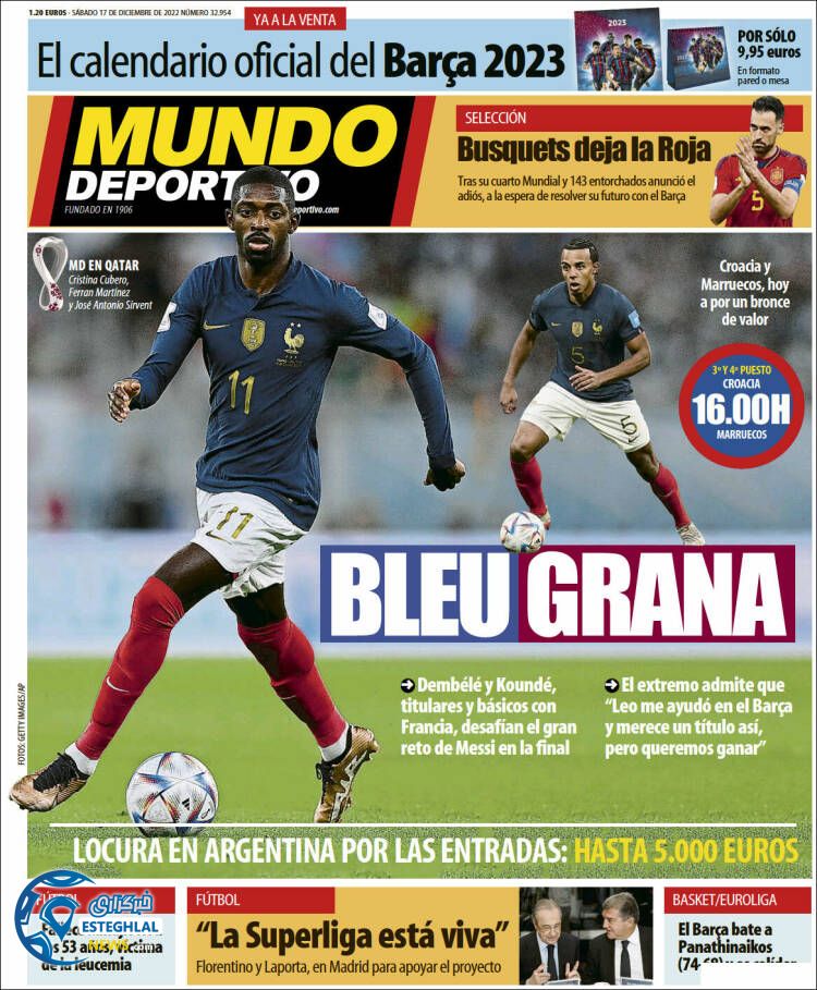 روزنامه ورزشی موندو دپورتیوو شنبه 26 آذر 1401