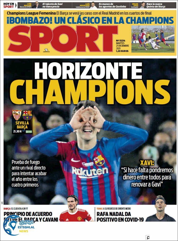 روزنامه ورزشی اسپورت سه شنبه 30 آذر 1400