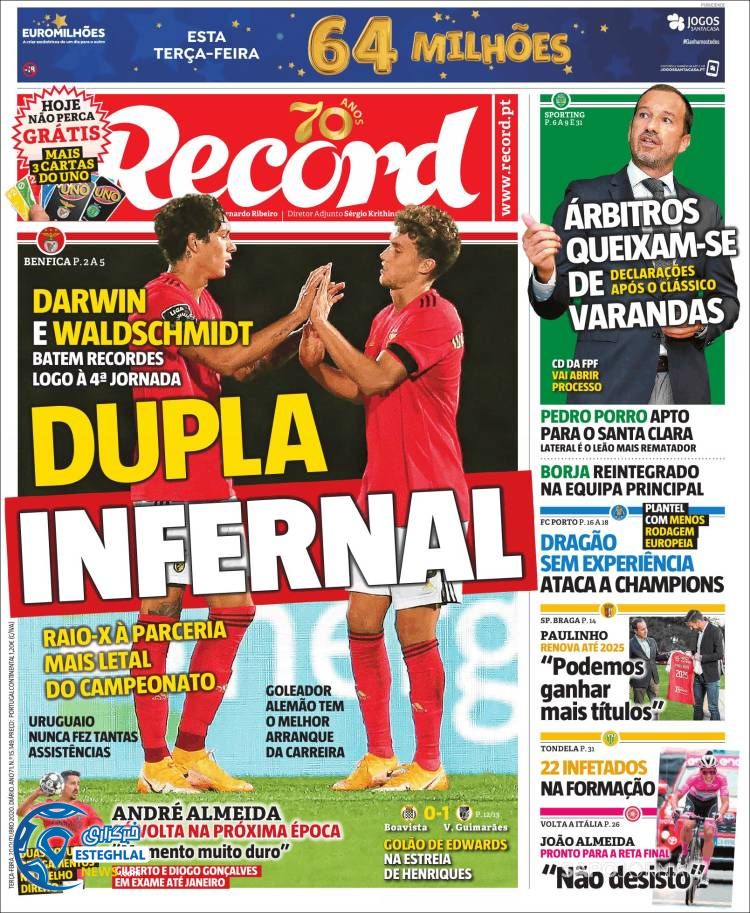 روزنامه ورزشی رکورد سه شنبه 29 مهر 1399