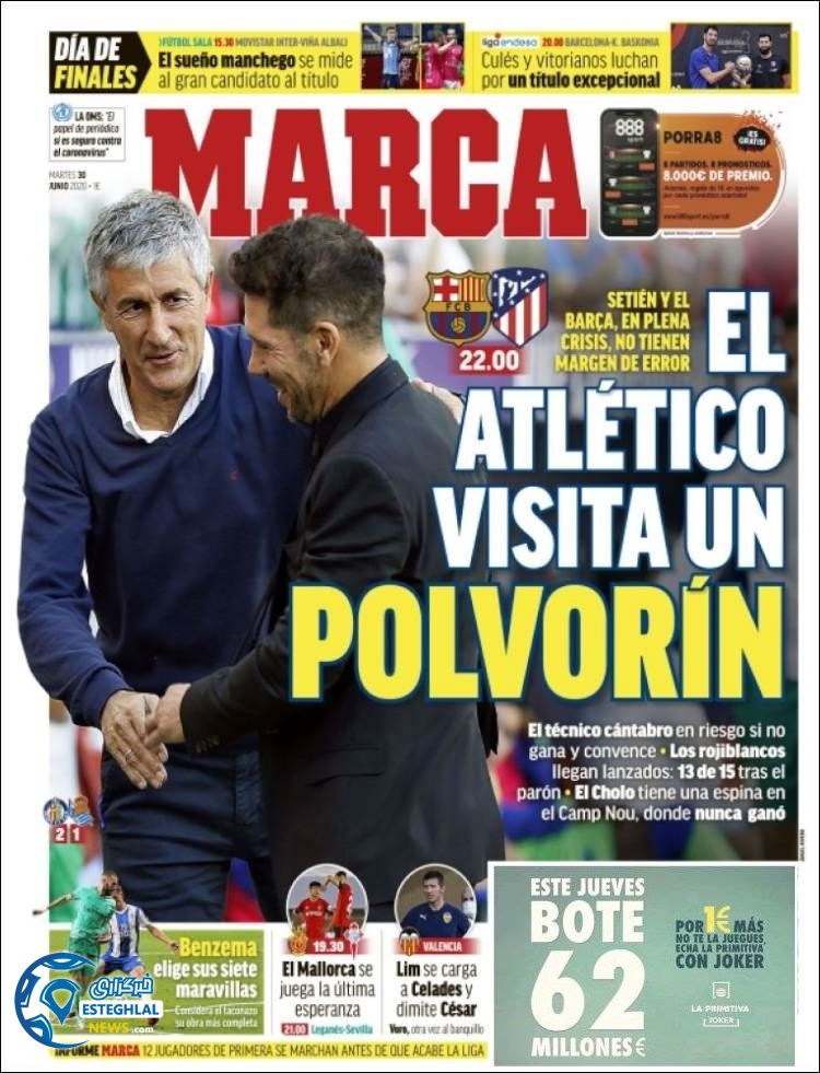 روزنامه ورزشی مارکا سه شنبه 10 تیر 1399