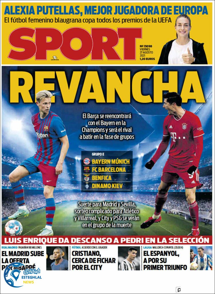 روزنامه ورزشی اسپورت جمعه 5 شهریور 1400