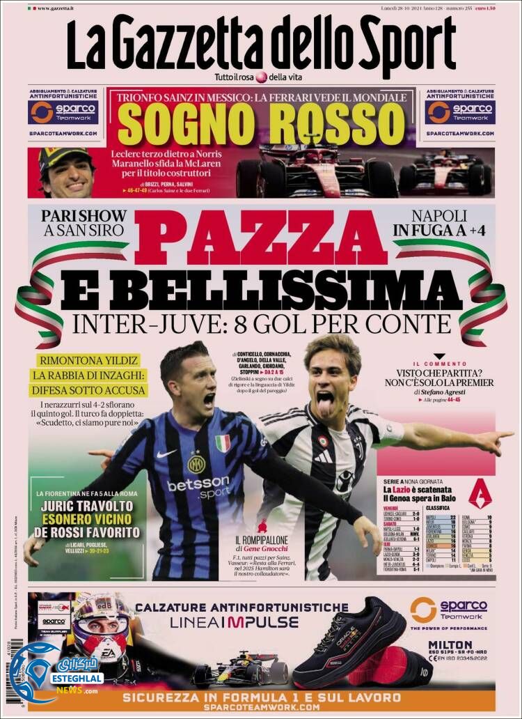 روزنامه ورزشی گاتزتا دلو اسپورت دوشنبه 7 آبان 1403 