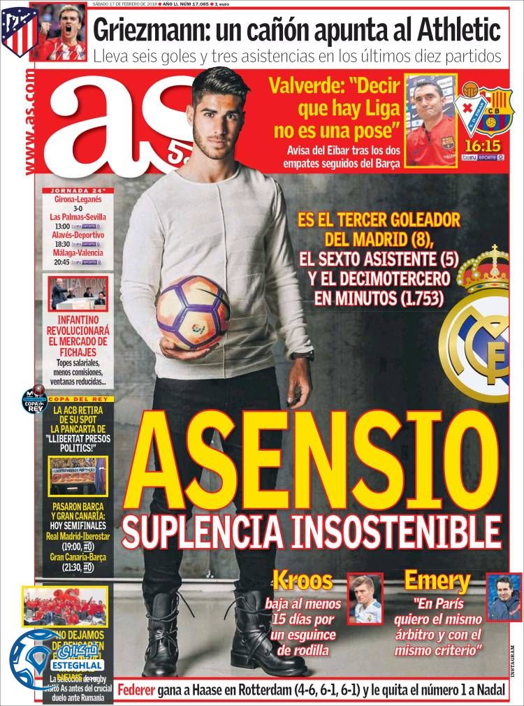 روزنامه ورزشی آ اس شنبه 28 بهمن 1396