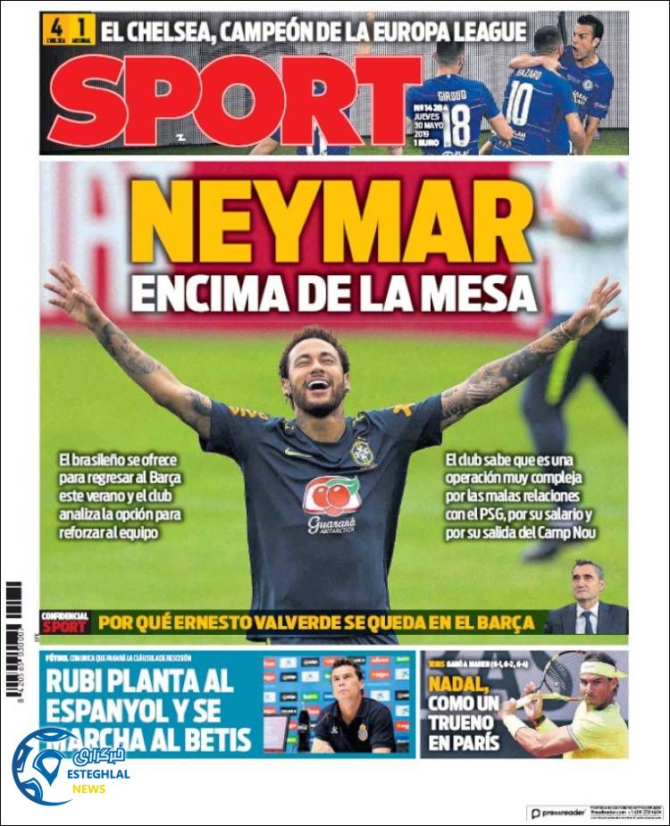 روزنامه ورزشی اسپورت پنجشنبه 9 خرداد 1398