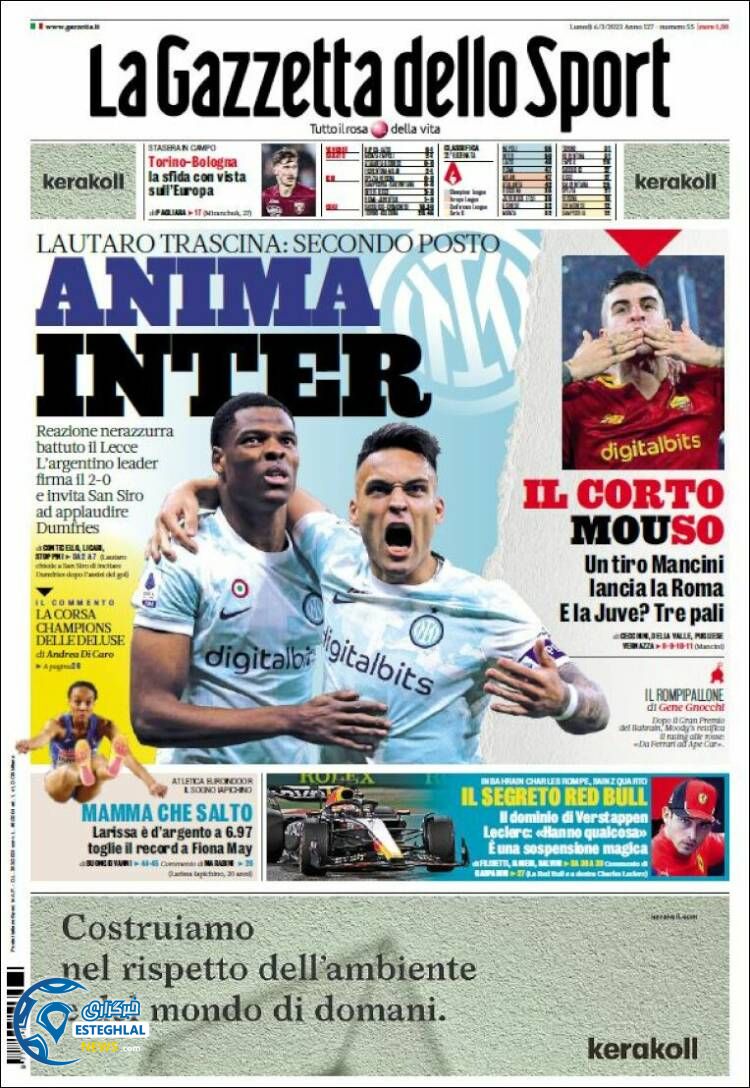 روزنامه ورزشی گلتزتا دلو اسپورت دوشنبه 15 اسفند 1401 