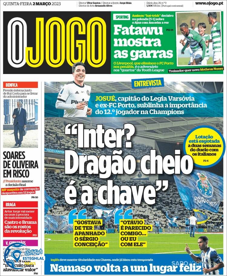 روزنامه ورزشی اوجوگو پنجشنبه 11 اسفند 1401  