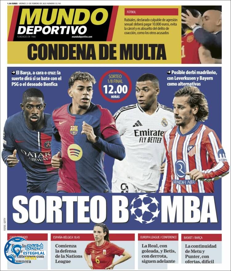 روزنامه  ورزشی موندودپورتیوو جمعه 3 اسفند 1403 