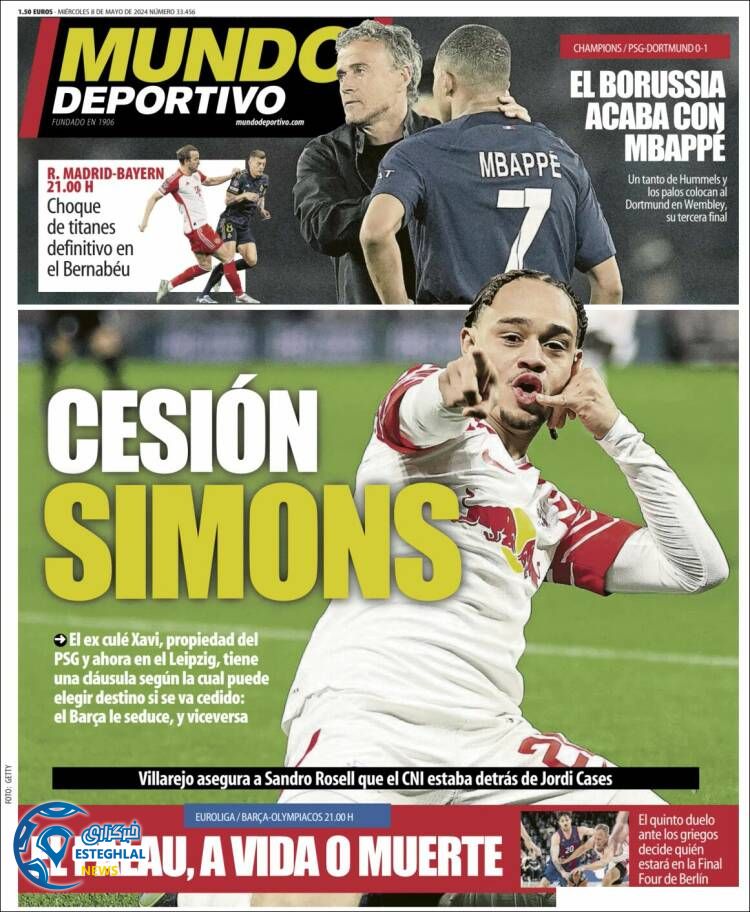 روزنامه ورزشی موندودپورتیوو چهارشنبه 19 اردیبهشت 1403 