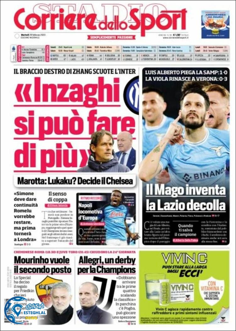 روزنامه  ورزشی کوریره دلو اسپورت  سه شنبه 9 اسفند 1401 