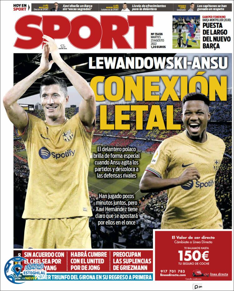 روزنامه ورزشی اسپورت سه شنبه 1 شهریور 1401 