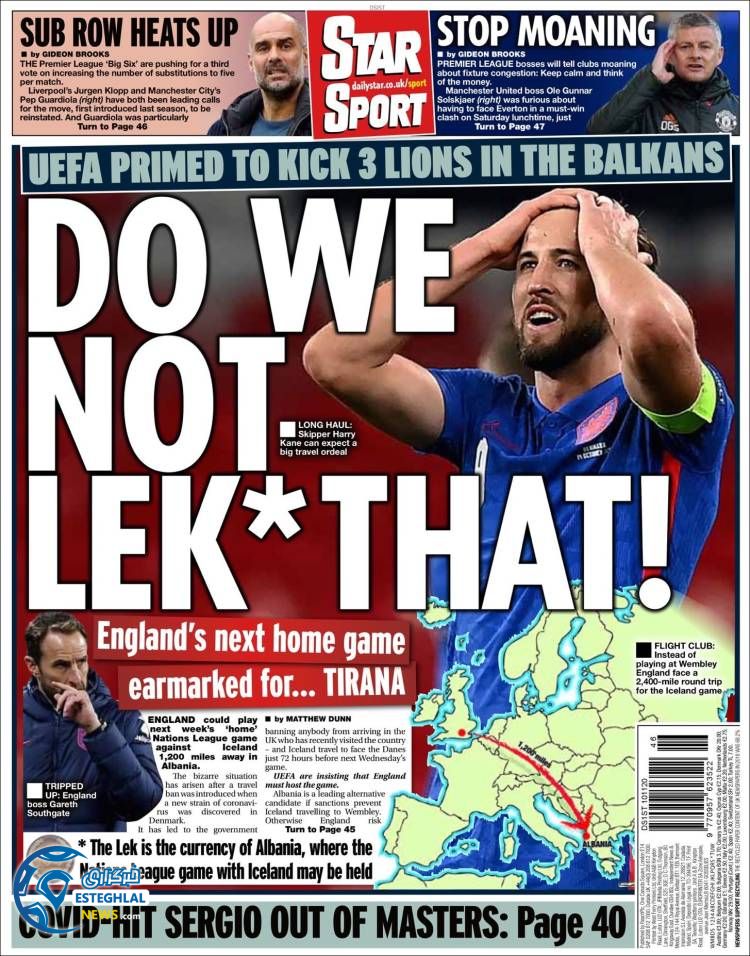 روزنامه ورزشی استار اسپورت سه شنبه 20 آبان 1399