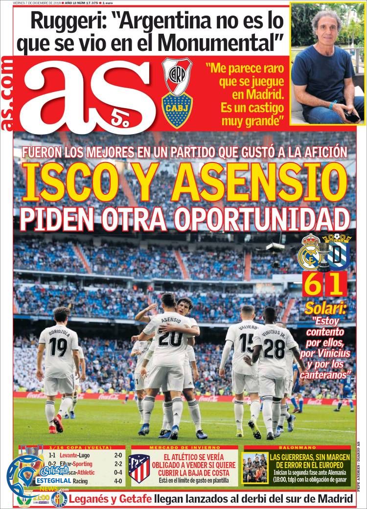 روزنامه ورزشی آ اس جمعه 16 آذر 1397