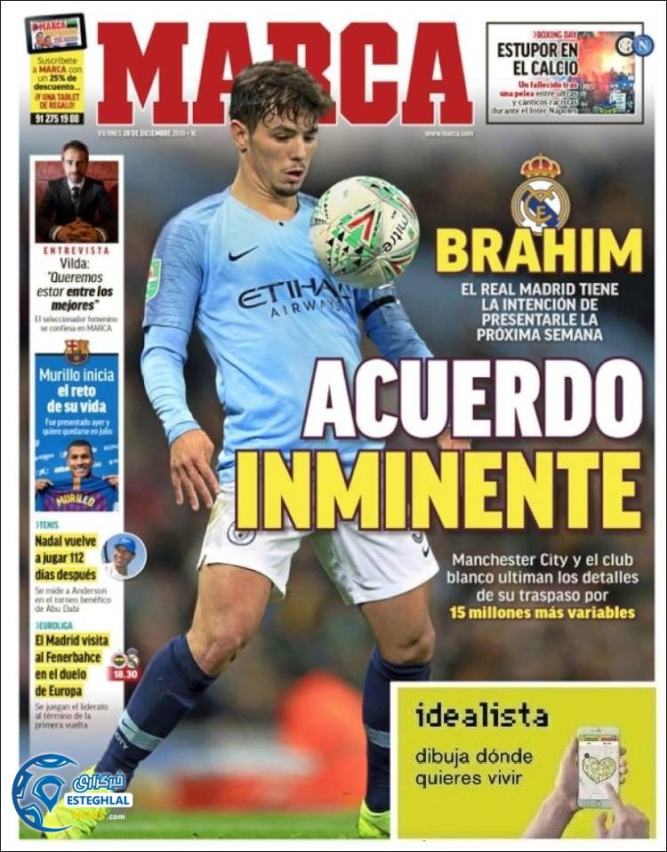 روزنامه ورزشی مارکا جمعه 7 دی 1397